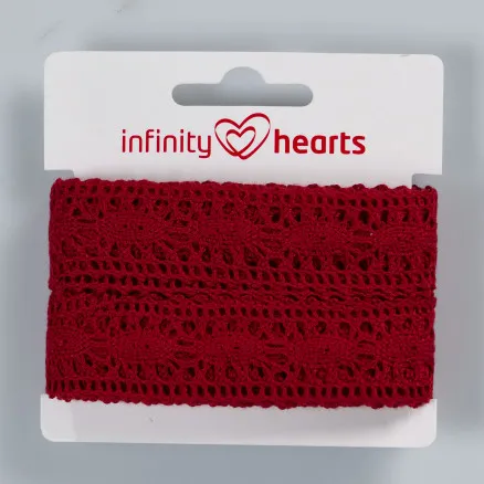 Infinity Hearts Blondebånd Polyester 25mm 10 Vinrød - 5m